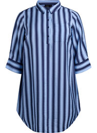 Kort kjole med krage og brystlomme, Naval A.Bl.StripeAOP