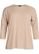 Jersey bluse med 3/4 ermer, Beige, Packshot image number 0