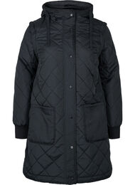 2 i 1 jakke med quiltet mønster og avtagbare ermer, Black