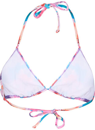 Trekantet bikini-BH med trykk, Pink Flower, Packshot image number 1