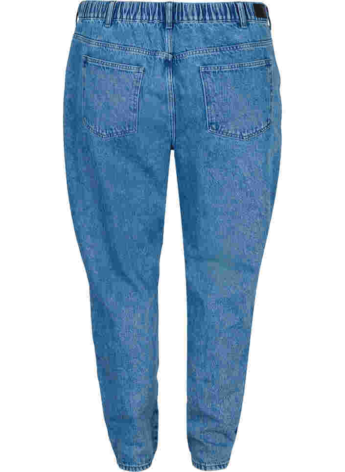 Cropped Mille mom jeans med colorblock, Blue denim, Packshot image number 1