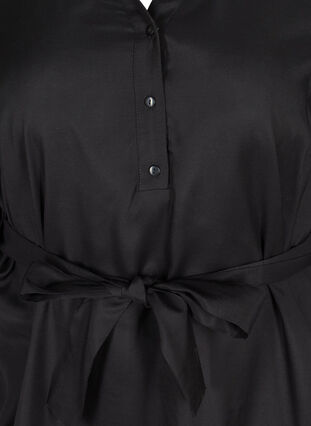 Skjortekjole i viskose med knyting, Black, Packshot image number 2