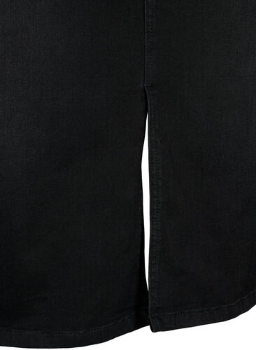 Midiskjørt i denim med en splitt foran, Black, Packshot image number 3