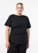 Kortermet bluse med rynking og asymmetrisk fold, Svart, Model image number 0