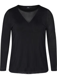 Tettsittende genser med mesh, Black
