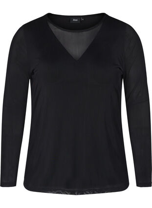 Tettsittende genser med mesh, Black, Packshot image number 0