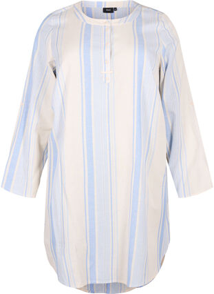 Zizzi Stripete kjole med lange ermer, Birch w. Stripes, Packshot image number 0