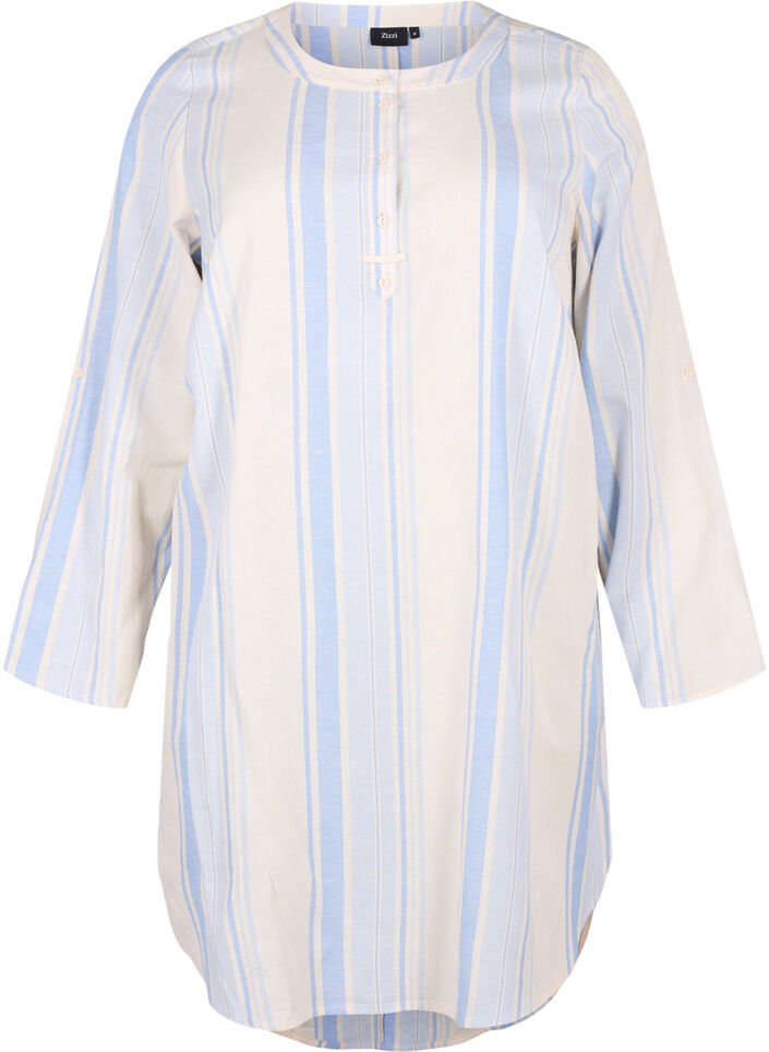 Stripete kjole med lange ermer, Birch w. Stripes, Packshot image number 0