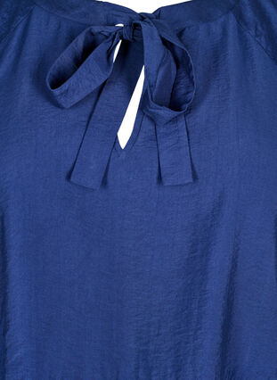 Zizzi Bluse med sløyfe og lange ermer, Blå, Packshot image number 2