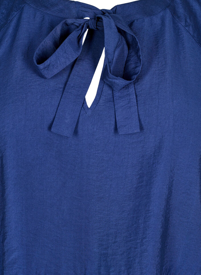 Bluse med sløyfe og lange ermer, Blå, Packshot image number 2