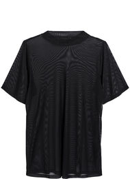 Bluse i mesh med korte ermer, Black