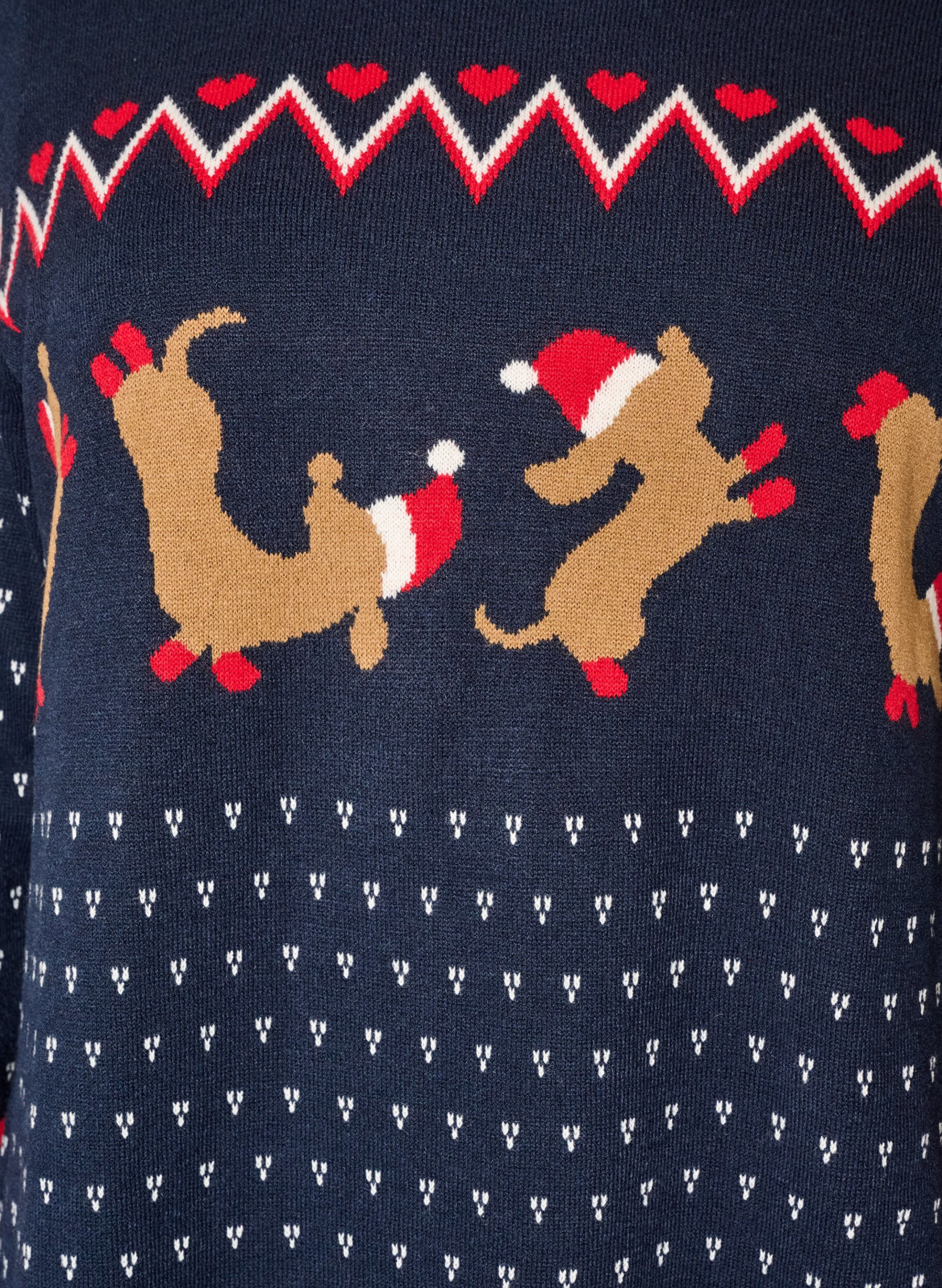 ZizziKort strikkekjole med julemotiv, Bl&aring;, Packshot image number 2