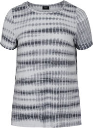 Kortermet T-skjorte i viskose med tie-dye mønster, White, Black Tie Dye