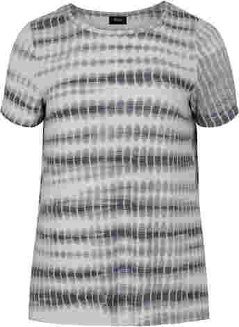Kortermet T-skjorte i viskose med tie-dye mønster