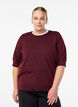 Finstrikket bluse med korte ermer, R&oslash;d, Model image number 0