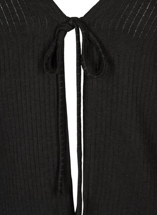 Ribbet cardigan med knyting, Black, Packshot image number 2