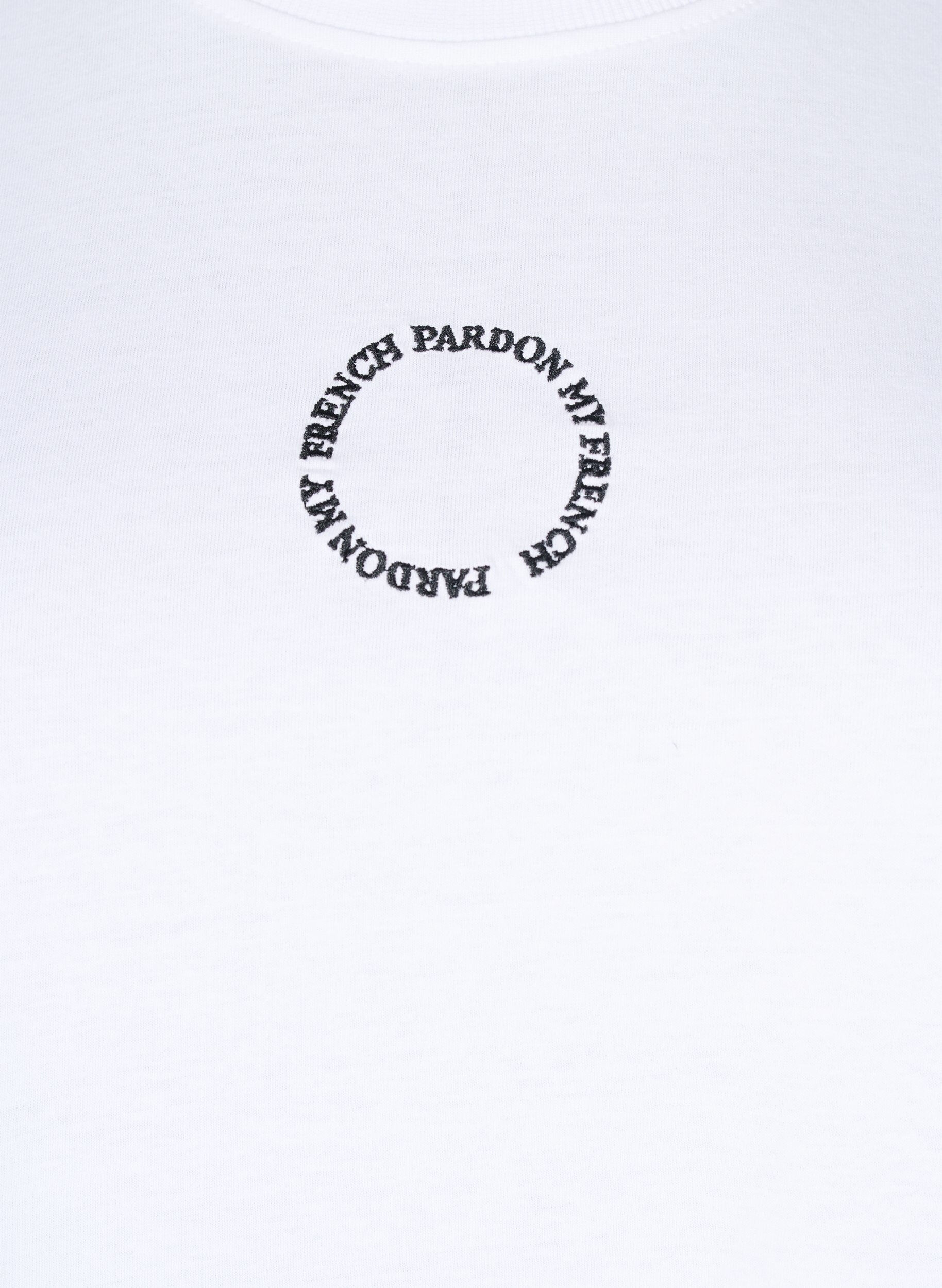 Zizzi Bomulls T-skjorte med broderidetalje, Hvit, Packshot image number 2