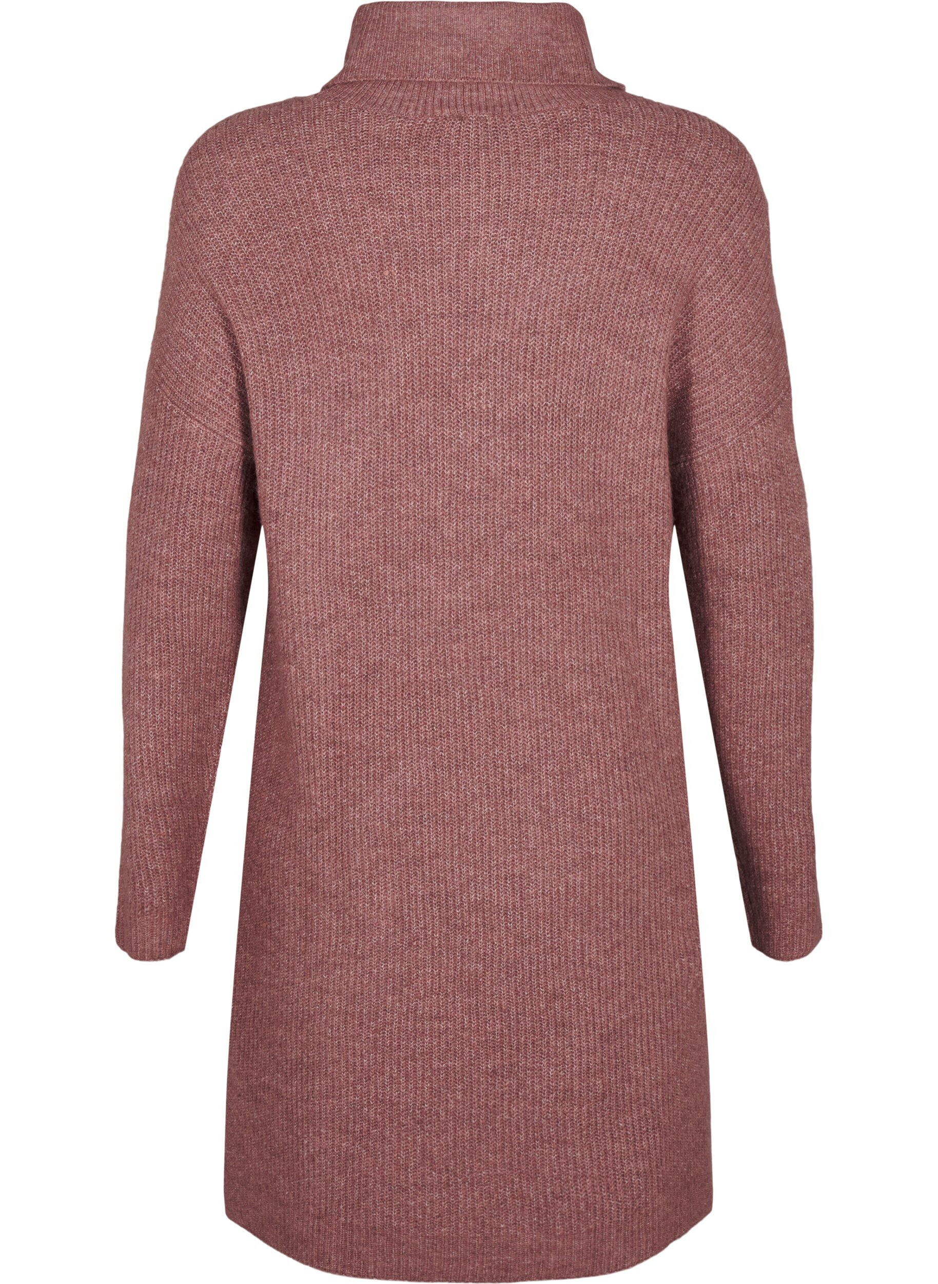 ZizziStrikket kjole med h&oslash;y hals, Rosa, Packshot image number 1
