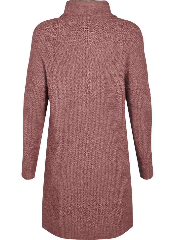 Strikket kjole med h&oslash;y hals, Rosa, Packshot image number 1