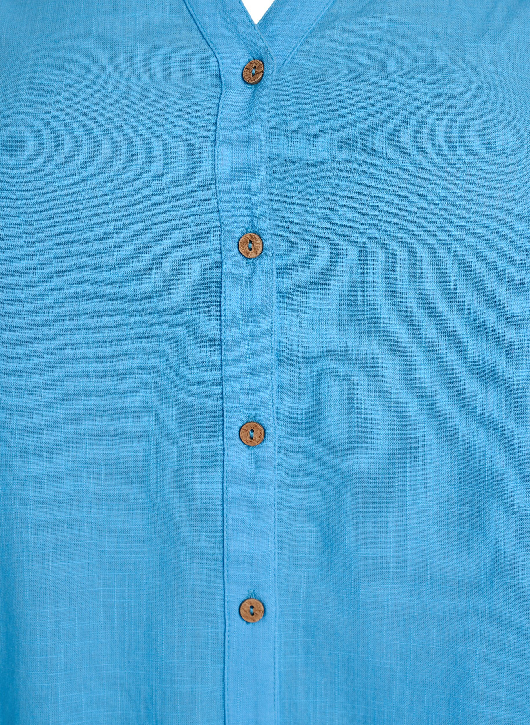 ZizziBluse i bomull med V-hals, Bl&aring;, Packshot image number 2