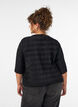 Bluse med b&oslash;lget tekstur og ballongfasong, Svart, Model image number 2