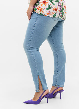 Amy jeans med høyt liv og splitt, Light blue, Model image number 2