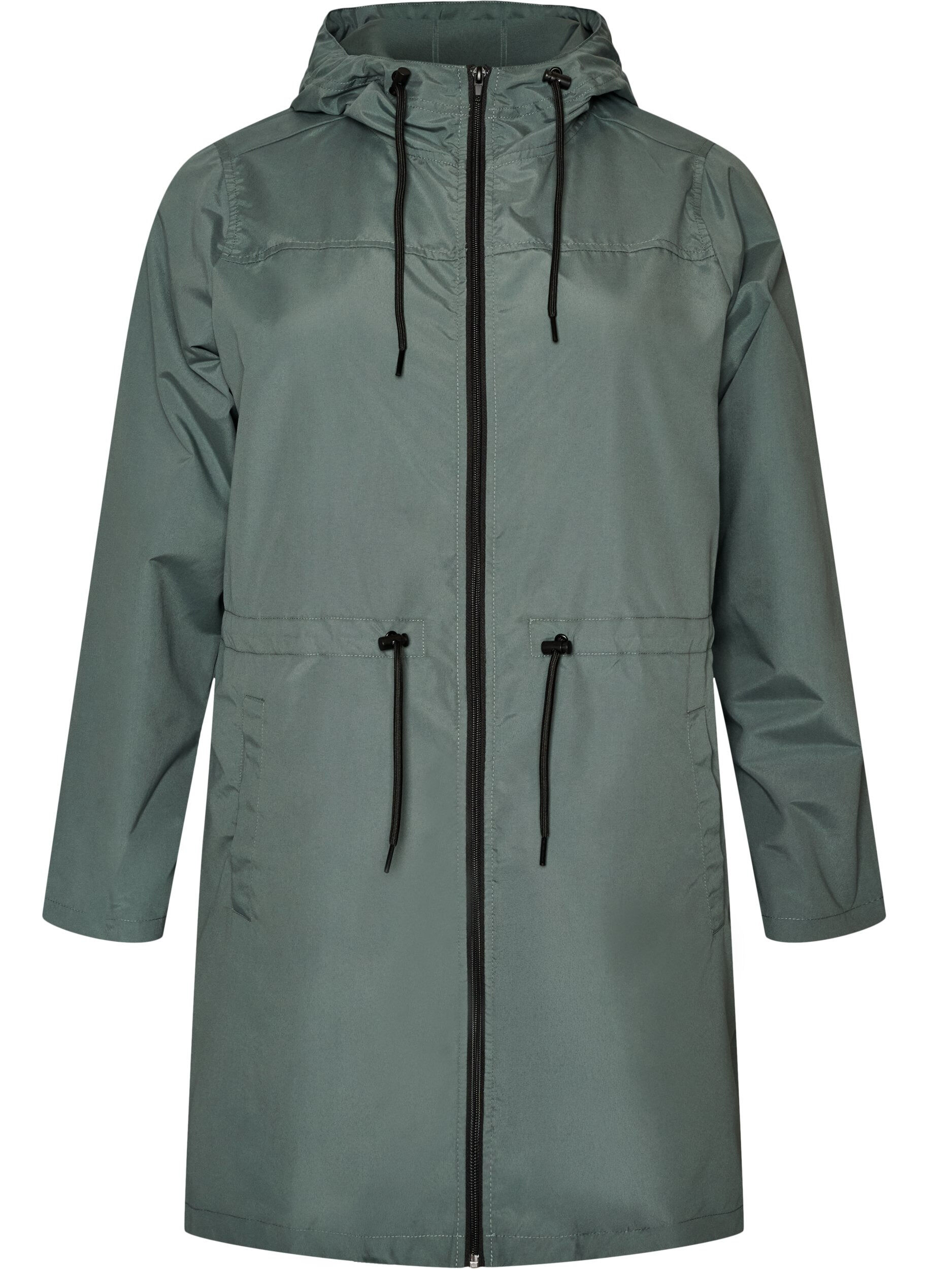 ZizziLett parkas med hette, Gr&oslash;nn, Packshot image number 0