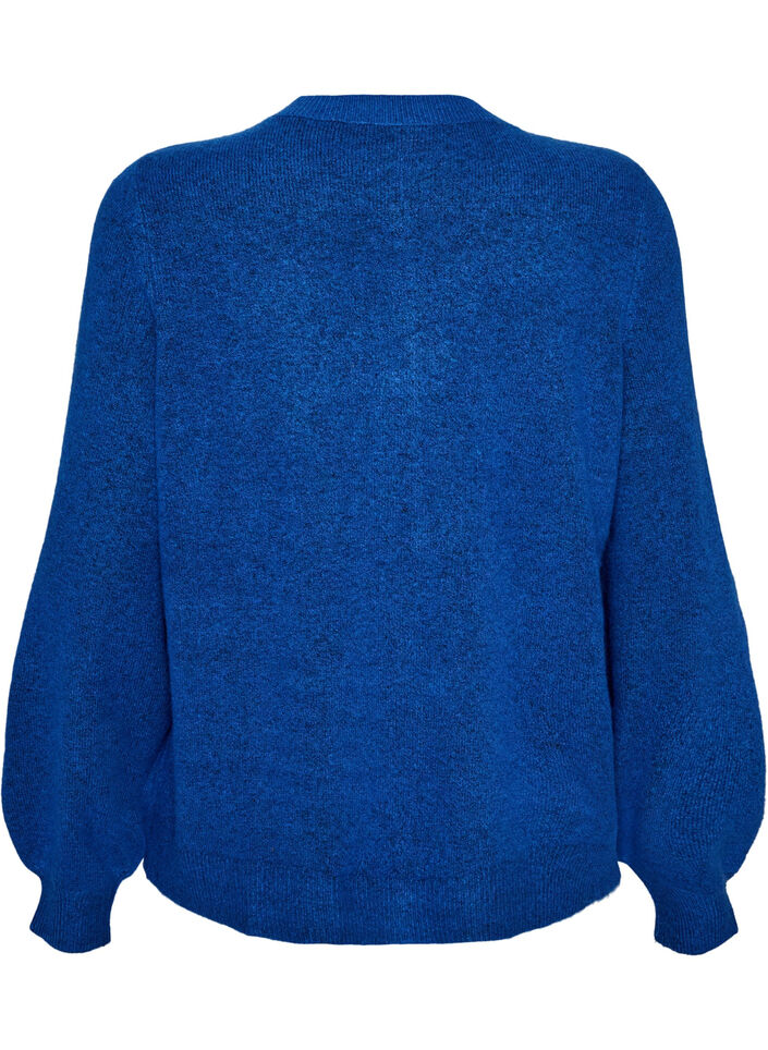 Cardigan i myk strikk med gullfargede knapper, Turkis, Packshot image number 1