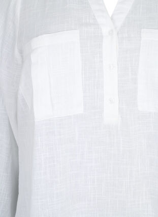 Zizzi Tunika i bomull med 3/4-ermer, Bright White, Packshot image number 2
