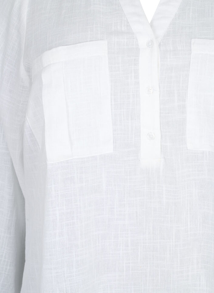 Tunika i bomull med 3/4-ermer, Bright White, Packshot image number 2
