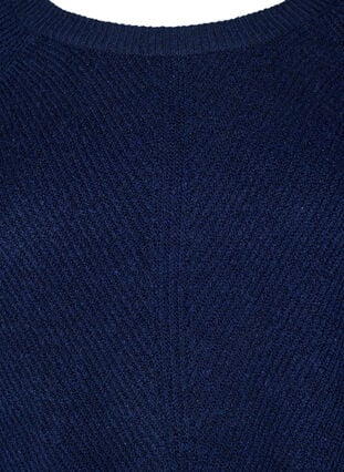 Zizzi Strikket bluse med rund hals, Naval Academy Mel., Packshot image number 2