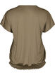 Jerseybluse med teksturerte striper og en smocket fold, Brun, Packshot image number 1