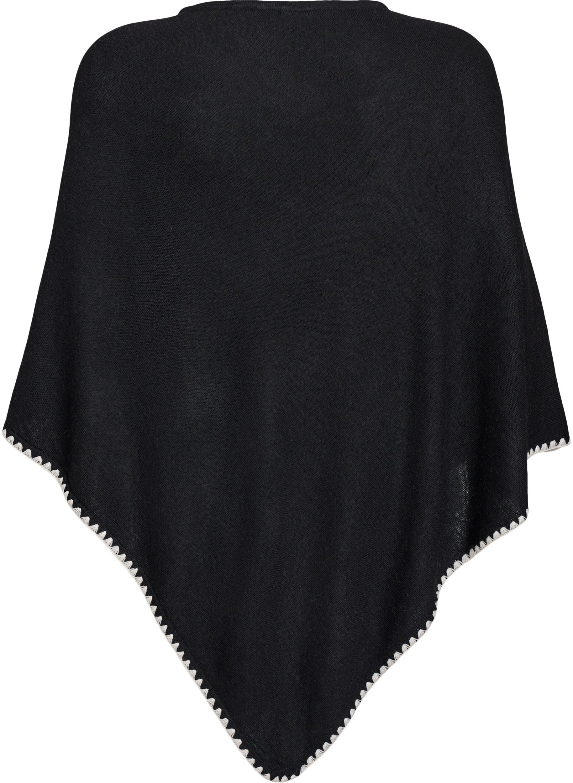 ZizziFinstrikket poncho, Svart, Packshot image number 1