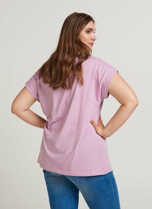 T-skjorte i bomullsmiks, Lavender Mist Mel., Model image number 0