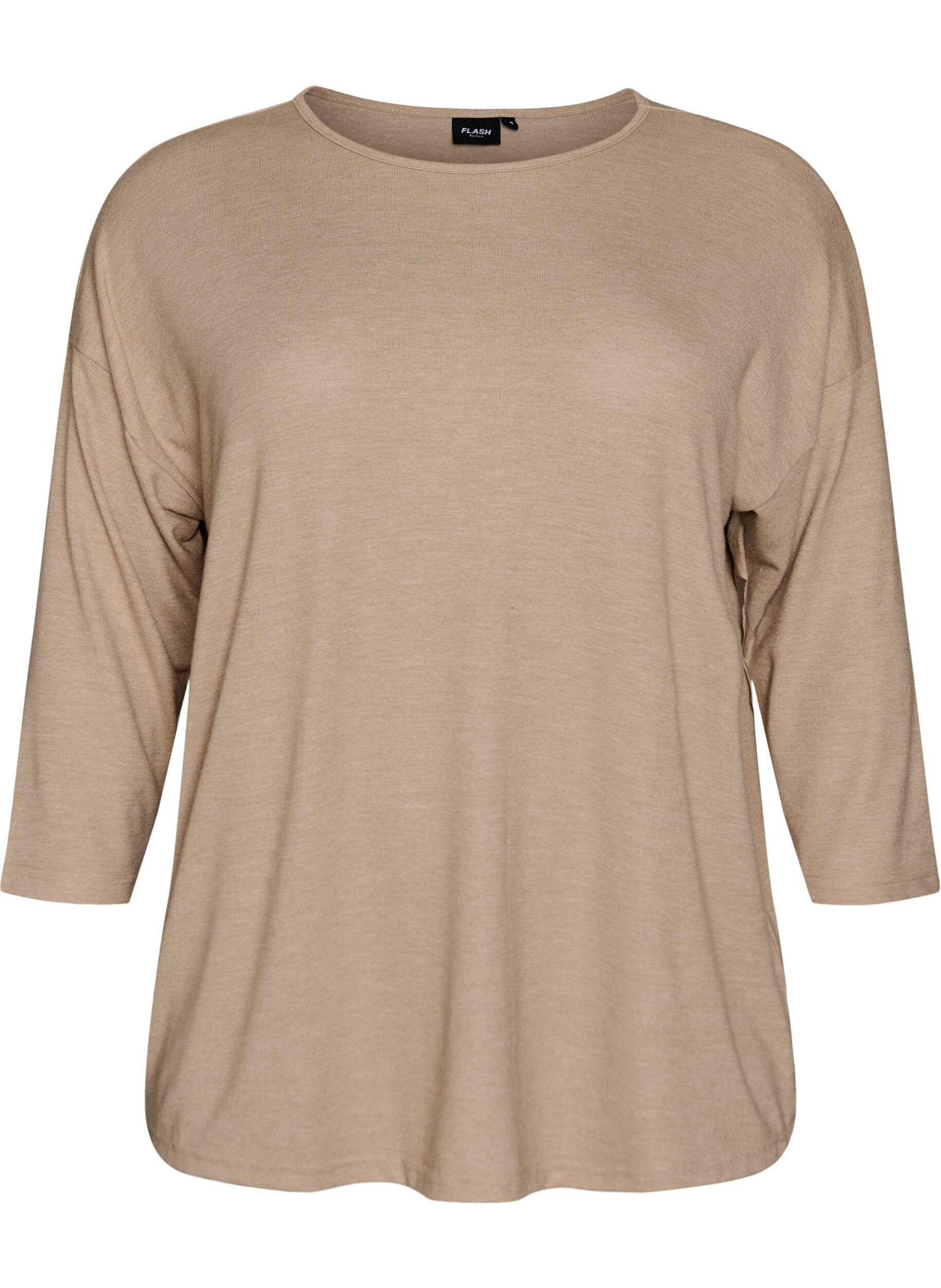ZizziJersey bluse med 3/4 ermer, Beige, Packshot image number 0