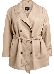 Kort trenchcoat med belte, Beige