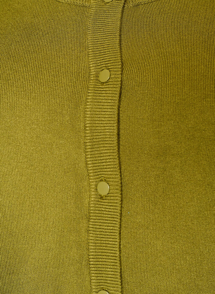 Strikkecardigan med rund hals og knapper, Gr&oslash;nn, Packshot image number 2