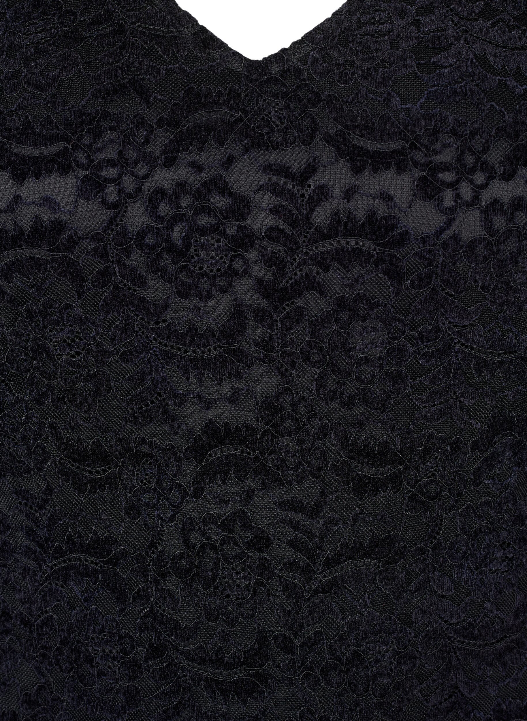 Zizzi Body med blonder og lange ermer, Black, Packshot image number 2