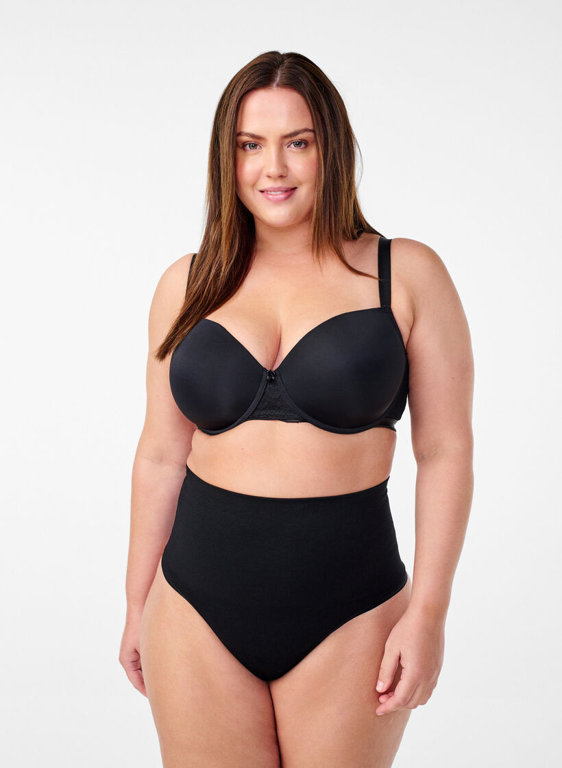 Sømløs g-streng med vanlig midje, Black, Model