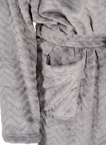 Korte mønstrete morgenkåpe med lommer, Dark Grey, Packshot image number 3