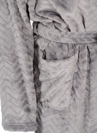 Korte mønstrete morgenkåpe med lommer, Dark Grey, Packshot image number 3