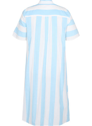 Kortermet skjortekjole i bomull med striper, Blue Bell Stripe, Packshot image number 1