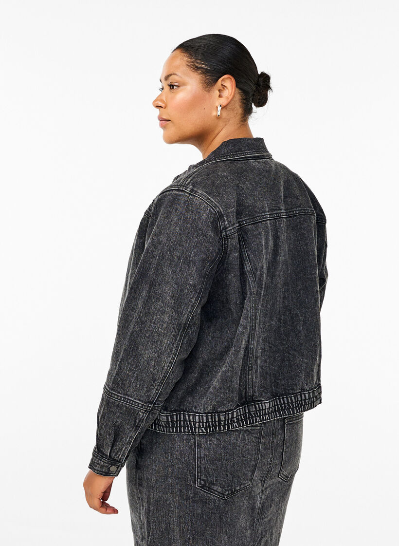 Dongerijakke med skjult glidelås, Dark Grey Denim, Model image number 1