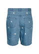 H&oslash;ymidjede denimshorts med blomsterbroderi, Bl&aring;, Packshot image number 1
