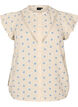 Ermel&oslash;s bluse med heklekant og volangdetaljer, Beige, Packshot image number 0