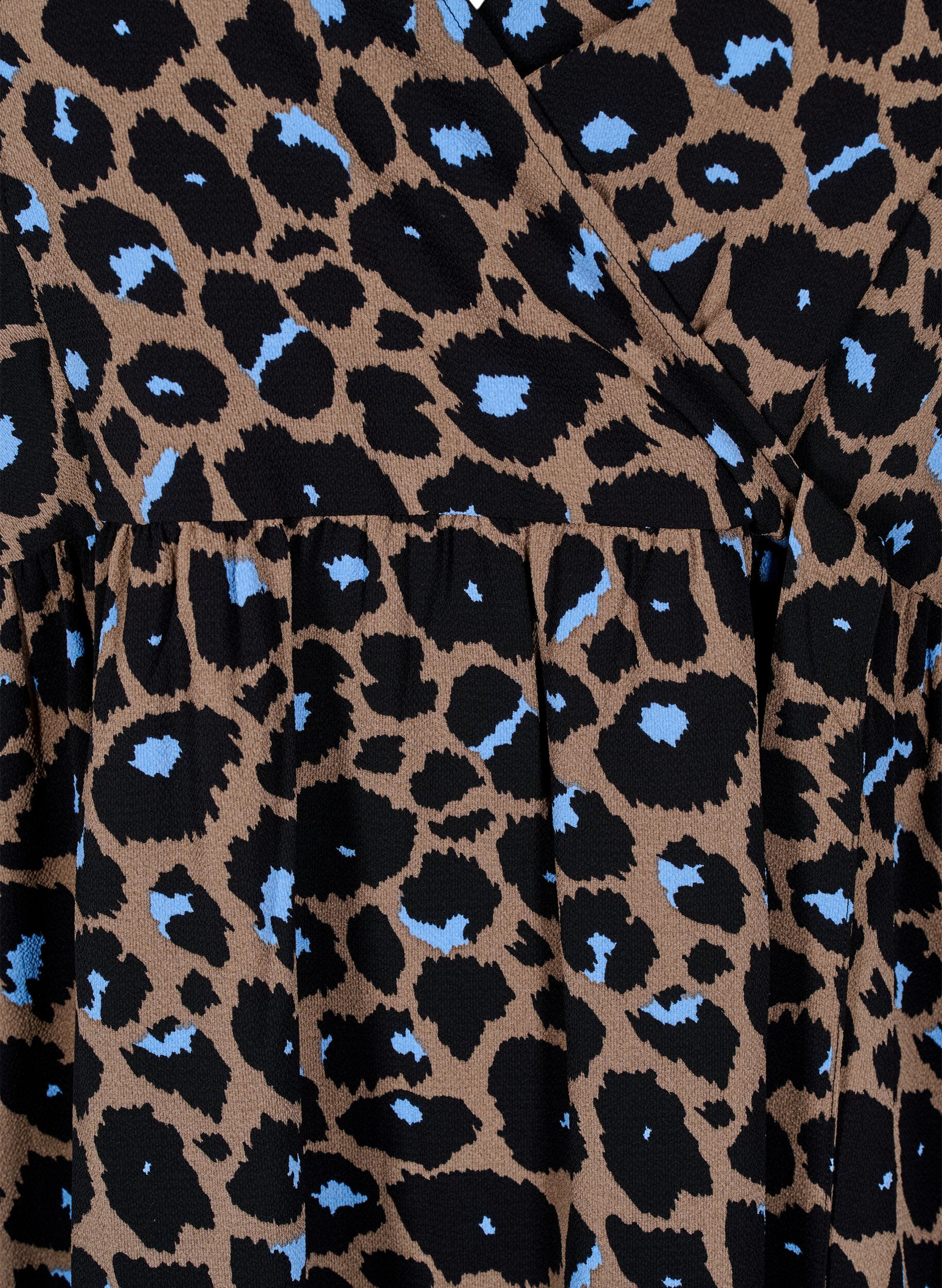 Zizzi Omslagskjole med korte ermer, Fossil w.Bl.Leo AOP, Packshot image number 2