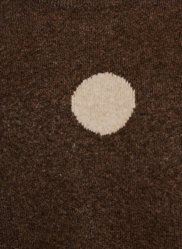 Strikkebluse med prikket m&oslash;nster, Brun, Packshot image number 2
