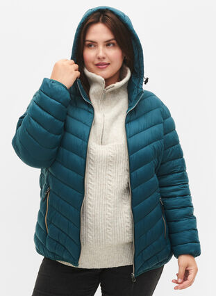 Lettvektsjakke med hette, Deep Teal, Model image number 0