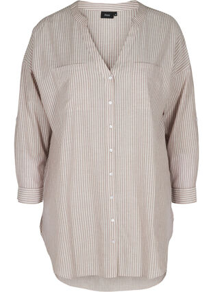 Stripete skjorte i 100% bomull, Quail Stripe, Packshot image number 0