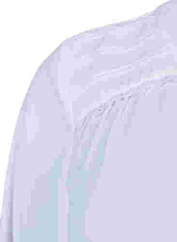 Bluse med lange ermer og knappelukking, Bright White, Packshot image number 3